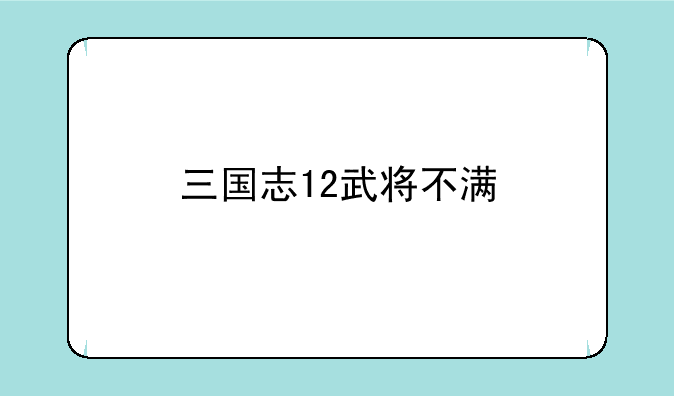 三国志12武将不满