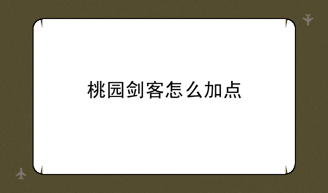 桃园剑客怎么加点