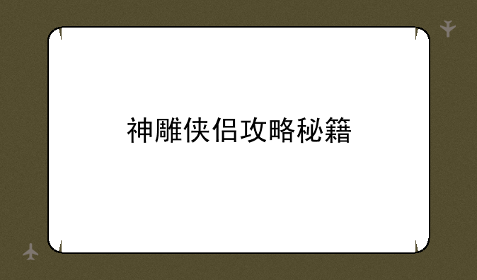 神雕侠侣攻略秘籍