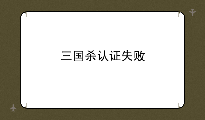 三国杀认证失败