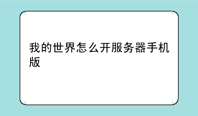我的世界怎么开服务器手机版