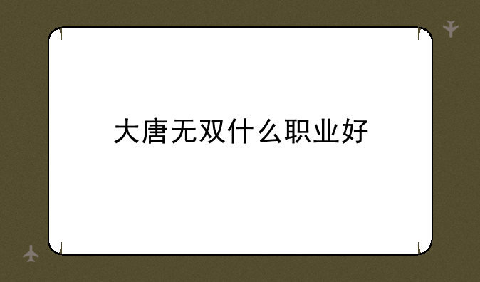 大唐无双什么职业好