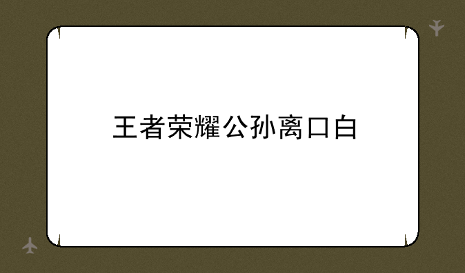 王者荣耀公孙离口白
