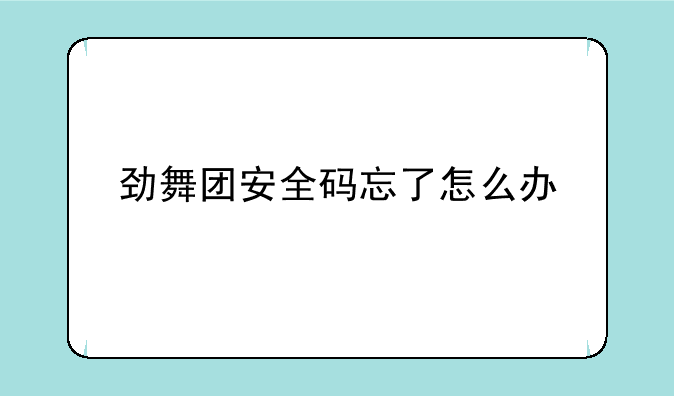 劲舞团安全码忘了怎么办