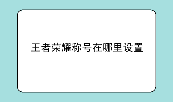 王者荣耀称号在哪里设置