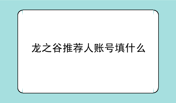 龙之谷推荐人账号填什么