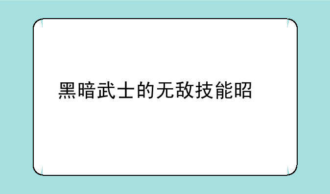 黑暗武士的无敌技能是什么