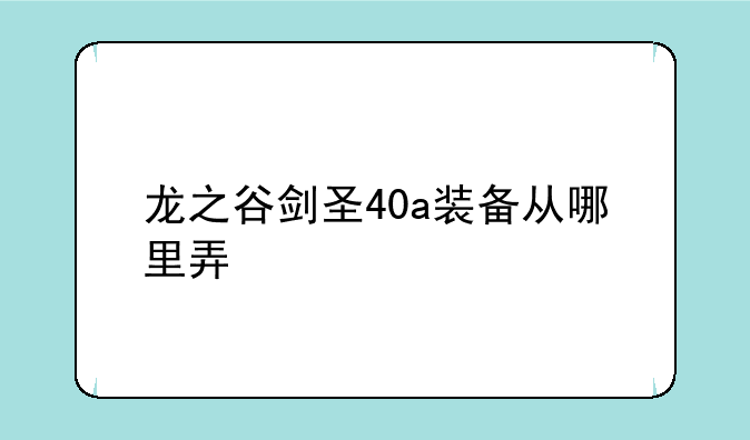 龙之谷剑圣40a装备从哪里弄