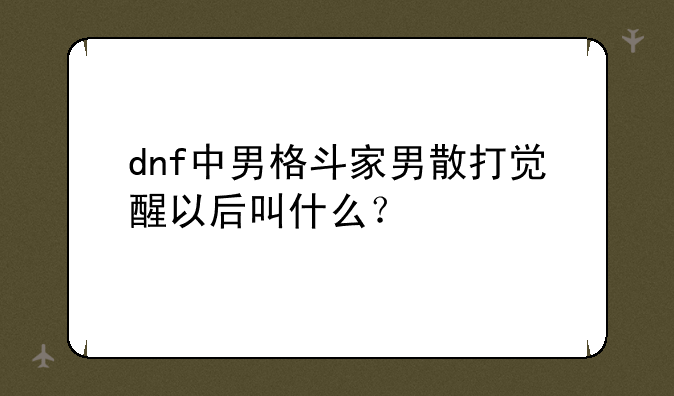 dnf中男格斗家男散打觉醒以后叫什么？