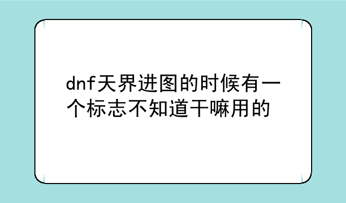 dnf天界进图的时候有一个标志不知道干嘛用的