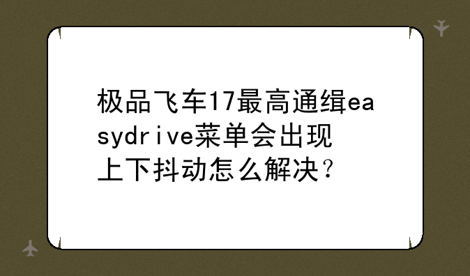 极品飞车17最高通缉easydrive菜单会出现上下抖动怎么解决？
