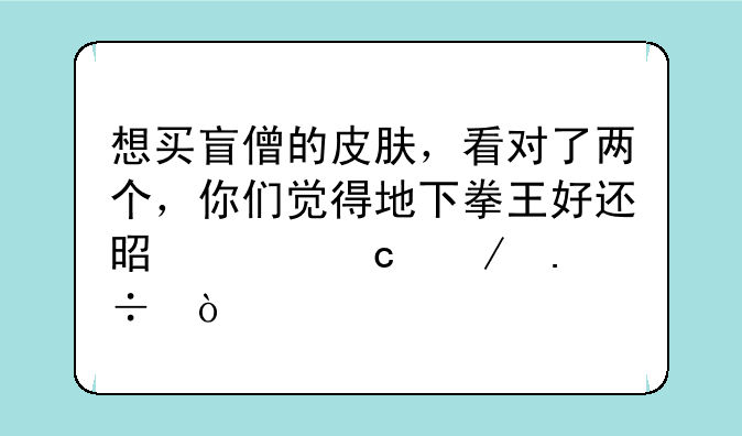 想买盲僧的皮肤，看对了两个，你们觉得地下拳王好还是至高之拳好？