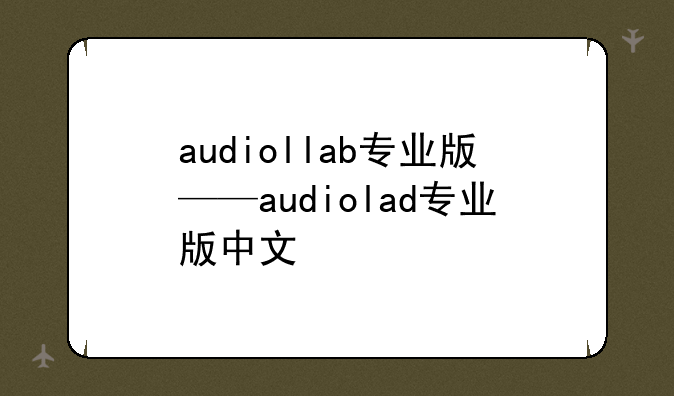 audiollab专业版——audiolad专业版中文