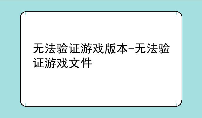 无法验证游戏版本-无法验证游戏文件
