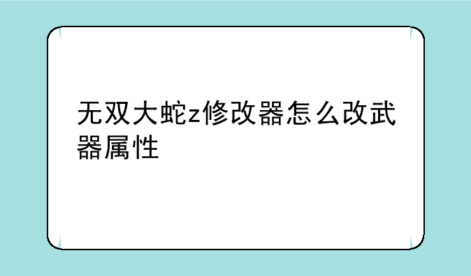 无双大蛇z修改器怎么改武器属性