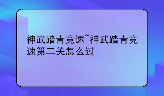 神武踏青竞速~神武踏青竞速第二关怎么过