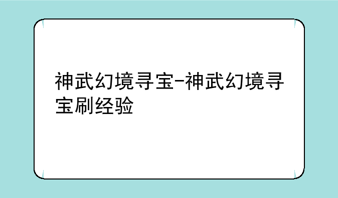 神武幻境寻宝-神武幻境寻宝刷经验