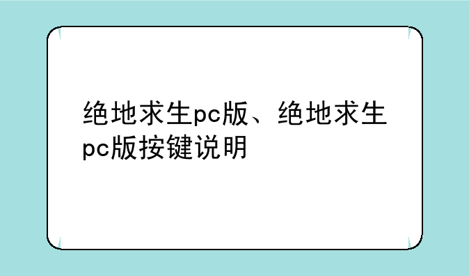 绝地求生pc版、绝地求生pc版按键说明