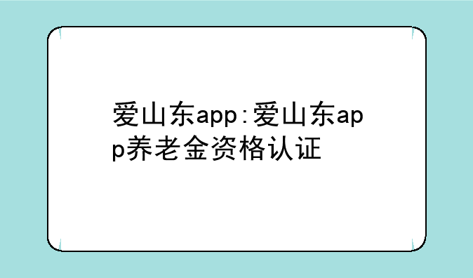 爱山东app:爱山东app养老金资格认证