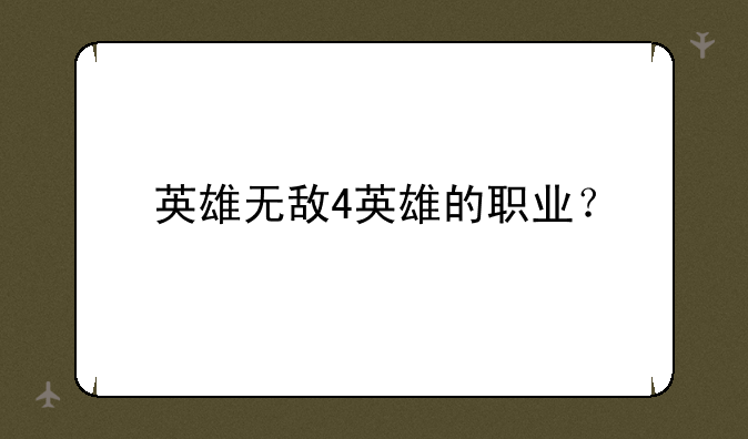 英雄无敌4英雄的职业？