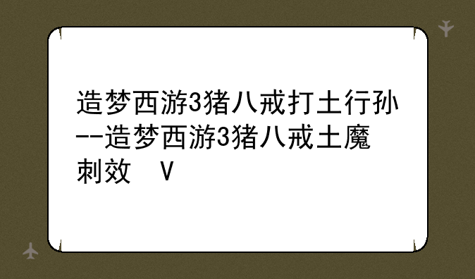 造梦西游3猪八戒打土行孙--造梦西游3猪八戒土魔刺效果