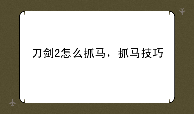 刀剑2怎么抓马，抓马技巧
